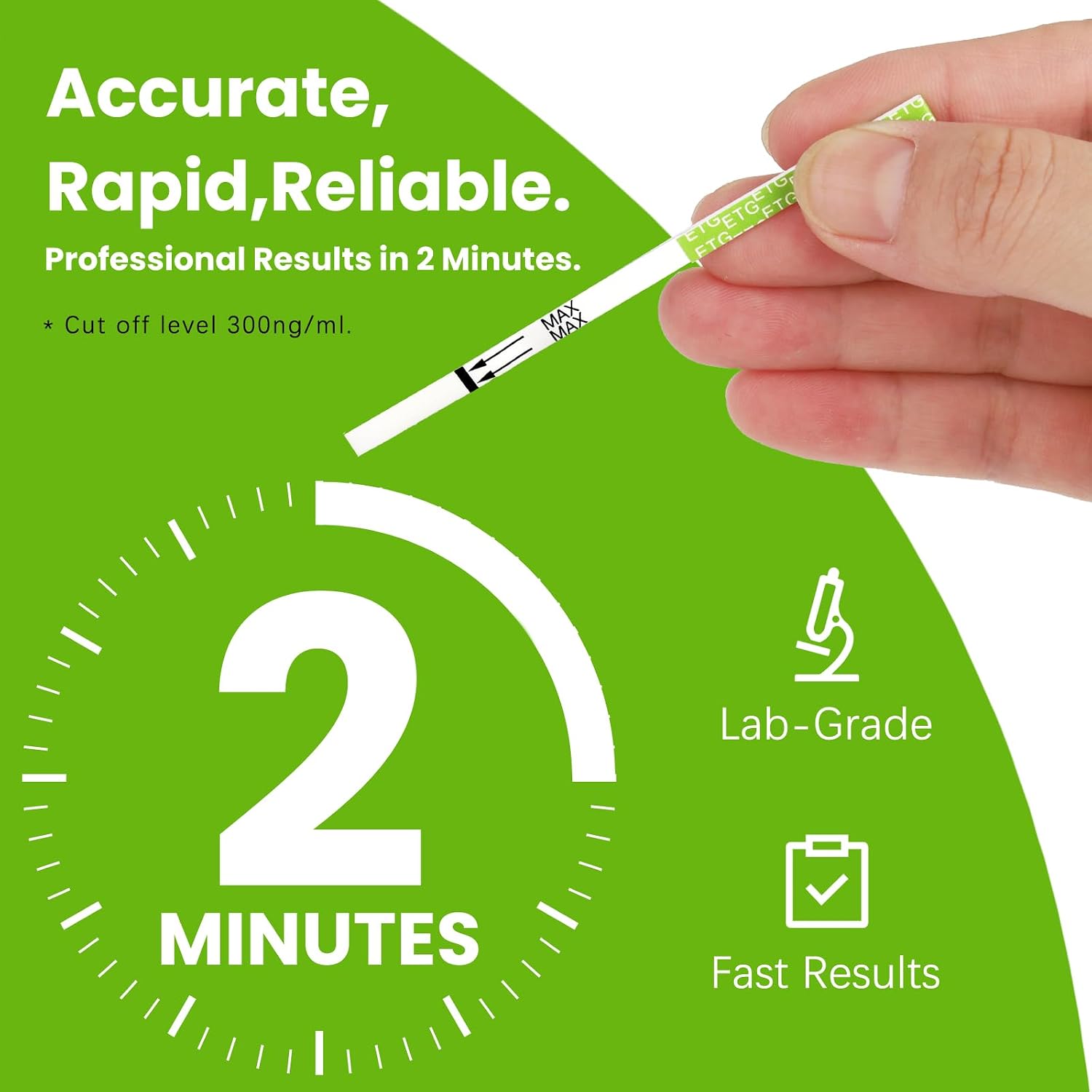 ETG Alcohol Testing Strips with 10 Disposable Urine Cups, Rapid Results in 2 Minutes, 24 to 80 Hour Detection Window, 10 Pack