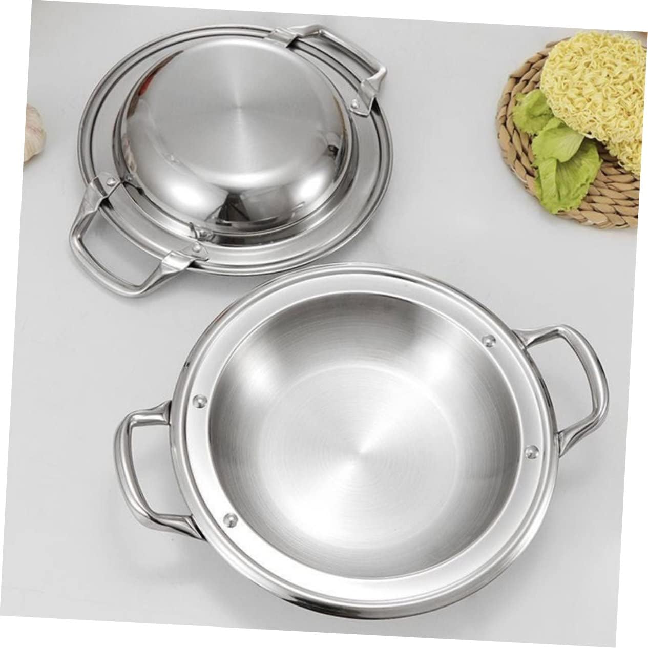 KICHOUSE Nonstick Pot Pan Hotpot Pot Divider Multi-function Stainless Steel Pan