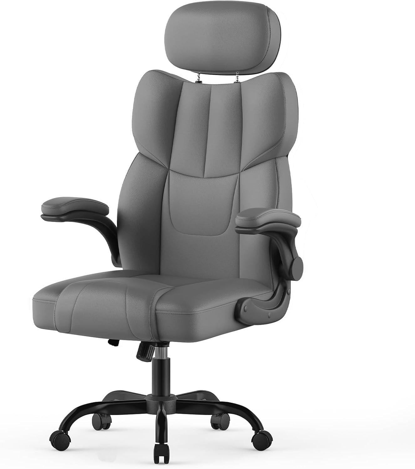 naspaluro OFFICE CHAIR E (With Headrest, Dark Grey)