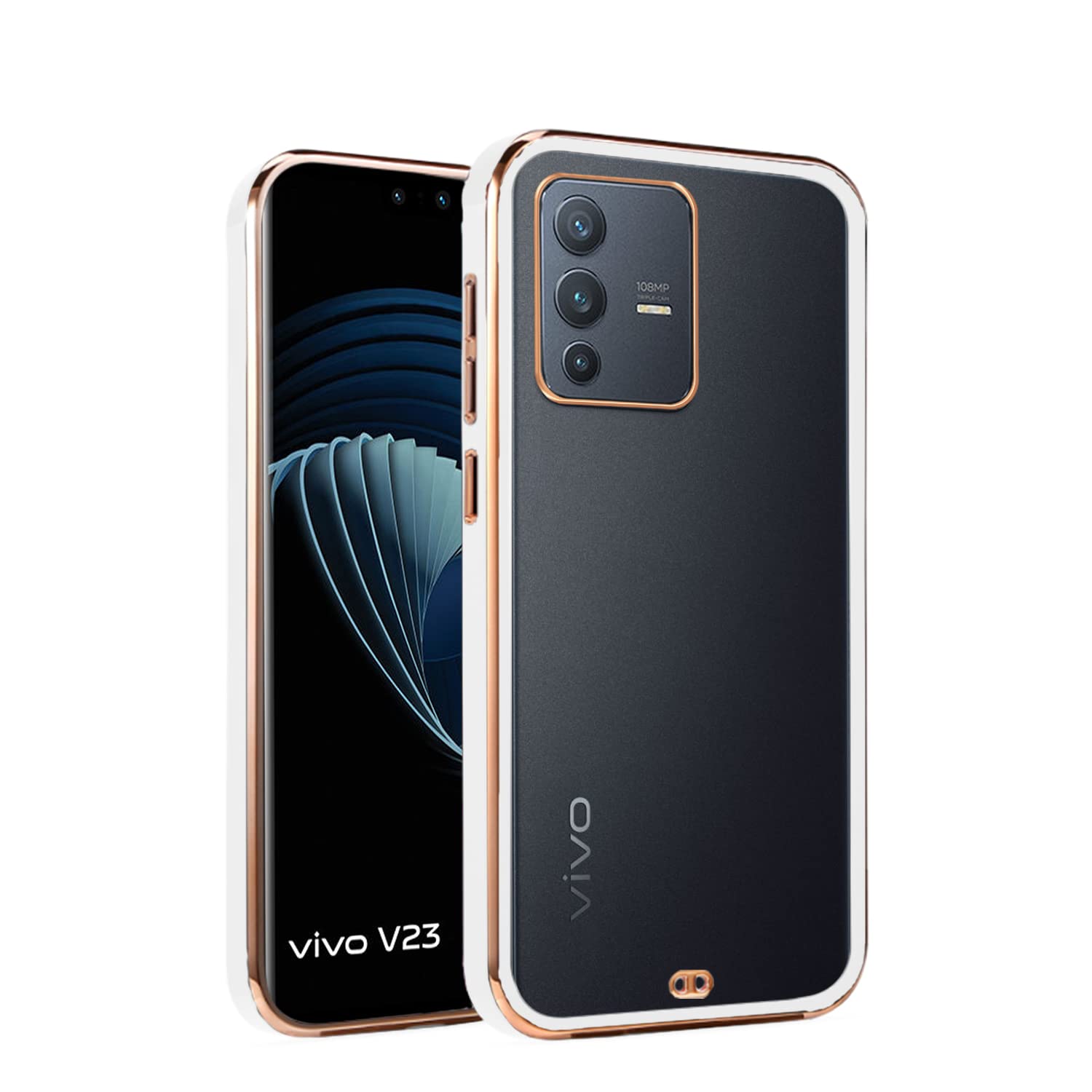 Pikkme Thermoplastic Polyurethane Gold Electroplating Transparent Chrome Raised Edges Super Soft-Touch Bumper Case Back Cover for Vivo V23 5G, Vivo V23 5G (White) (B0B3TC4TD9) Amazon Price History, Amazon Price Tracker