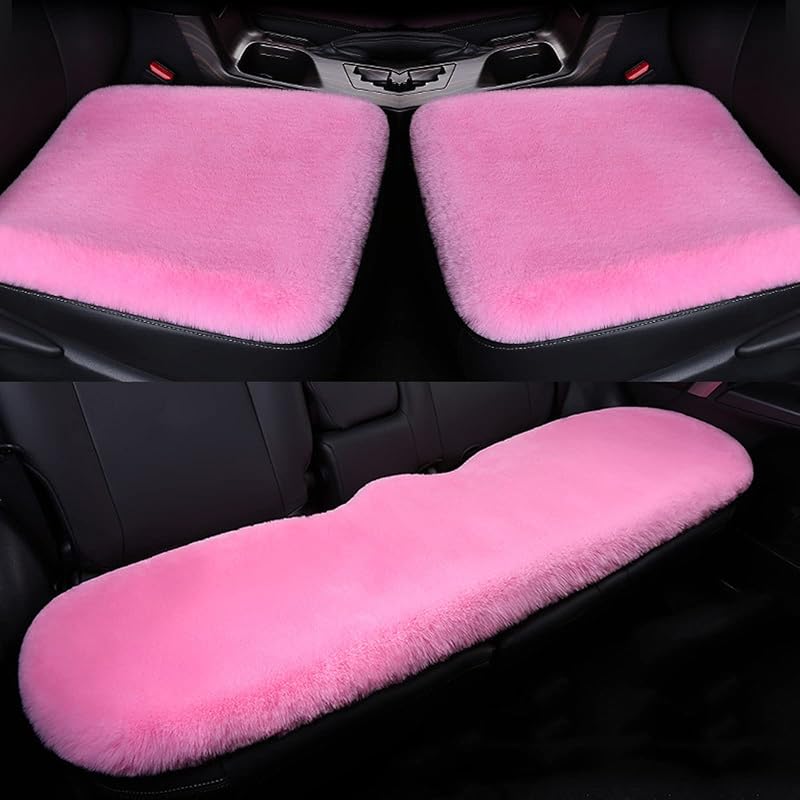 Kit de Capas de Banco Automotivo em Lã Sintética Macia Rosa EGBANG para Carro, Caminhão e SUV, 3 Peças