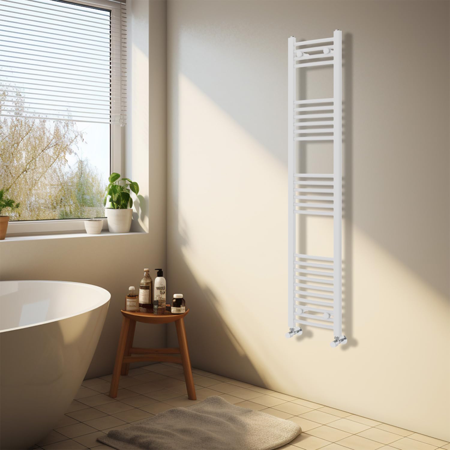 NRG White Heated Towel Rail Curved Designer Bathroom Radiator - 1600×300mm