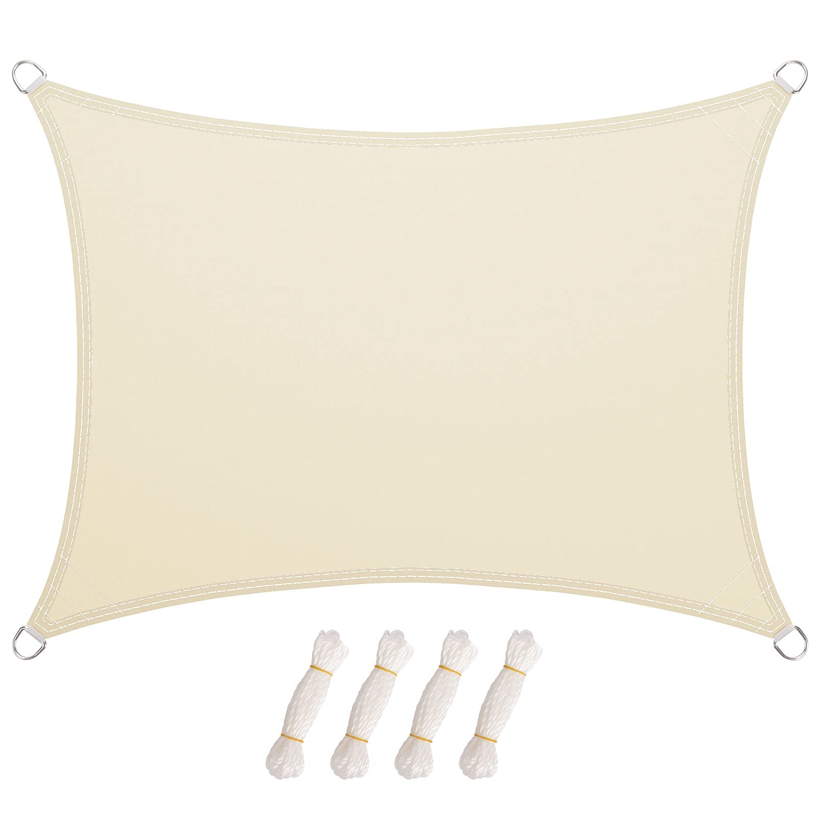 Tenda Parasole LARMNEE PES 3 x 4 m Vela Ombreggiante 93% UV Resistente all'Acqua 1000 mm Beige