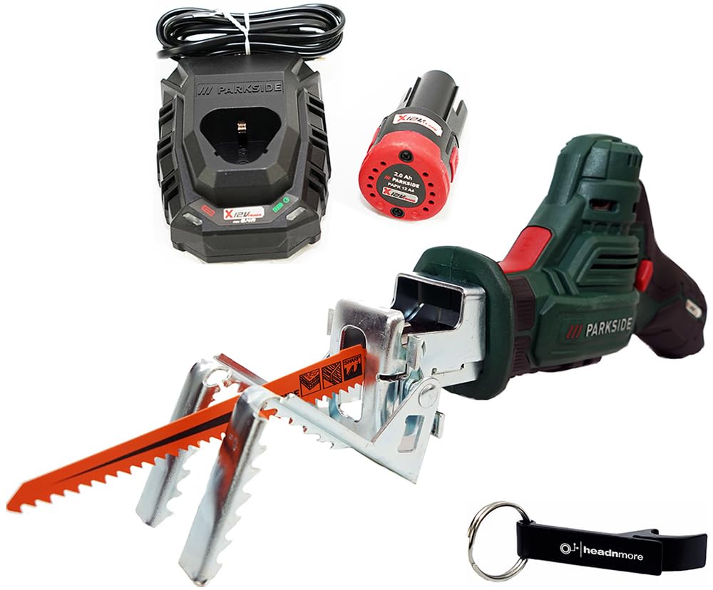 HEADNMORE® Bundle – PARKSIDE® 12 V akumulatorowa piła do gałęzi PAAS 12 + breloczek do kluczy HEADNMORE® (akumulator 1 x 2 Ah)