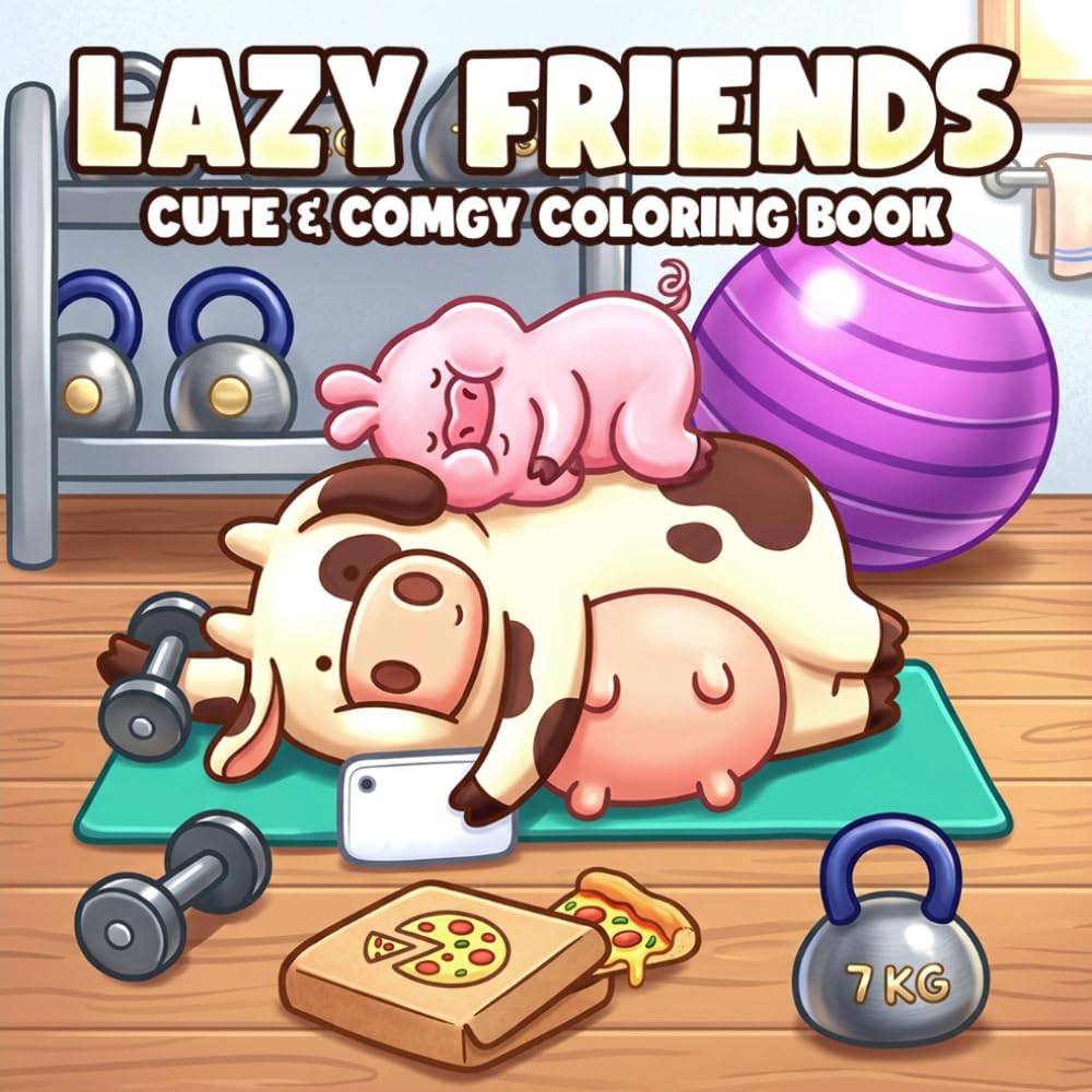 Lazy Friends Coloring Book: Adorable Lifestyle Coloring Pages with Cute Animal Characters, Cozy Home Scenes, and Homebody Moments for Adults & Teens to Unwind
