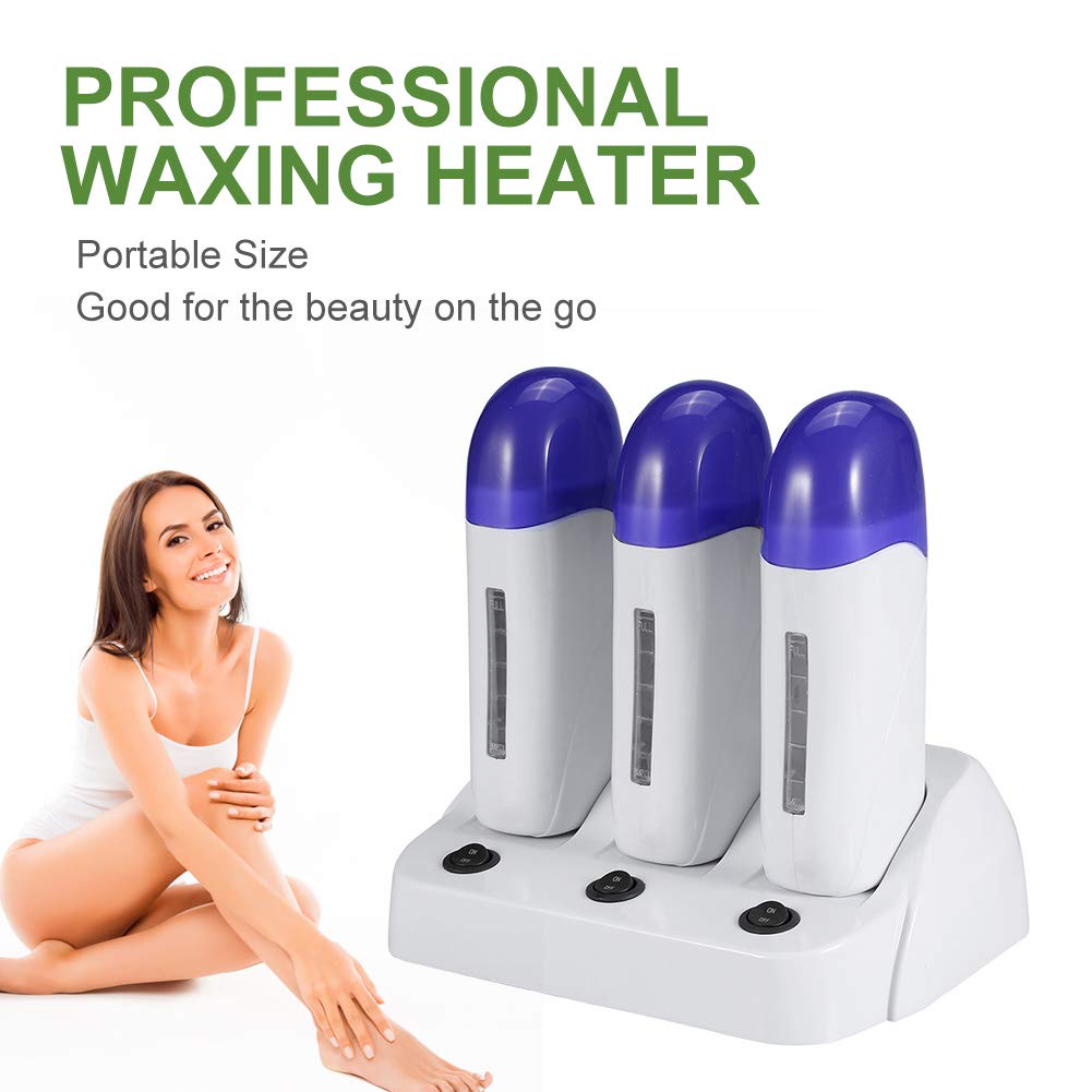 Riscaldatore di Cera Depilatoria, Cartuccia Portatile Mini Cera Depilatoria Riscaldatore, Ceretta Macchina per la Depilazione del Corpo(Triple Waxing Heaters)