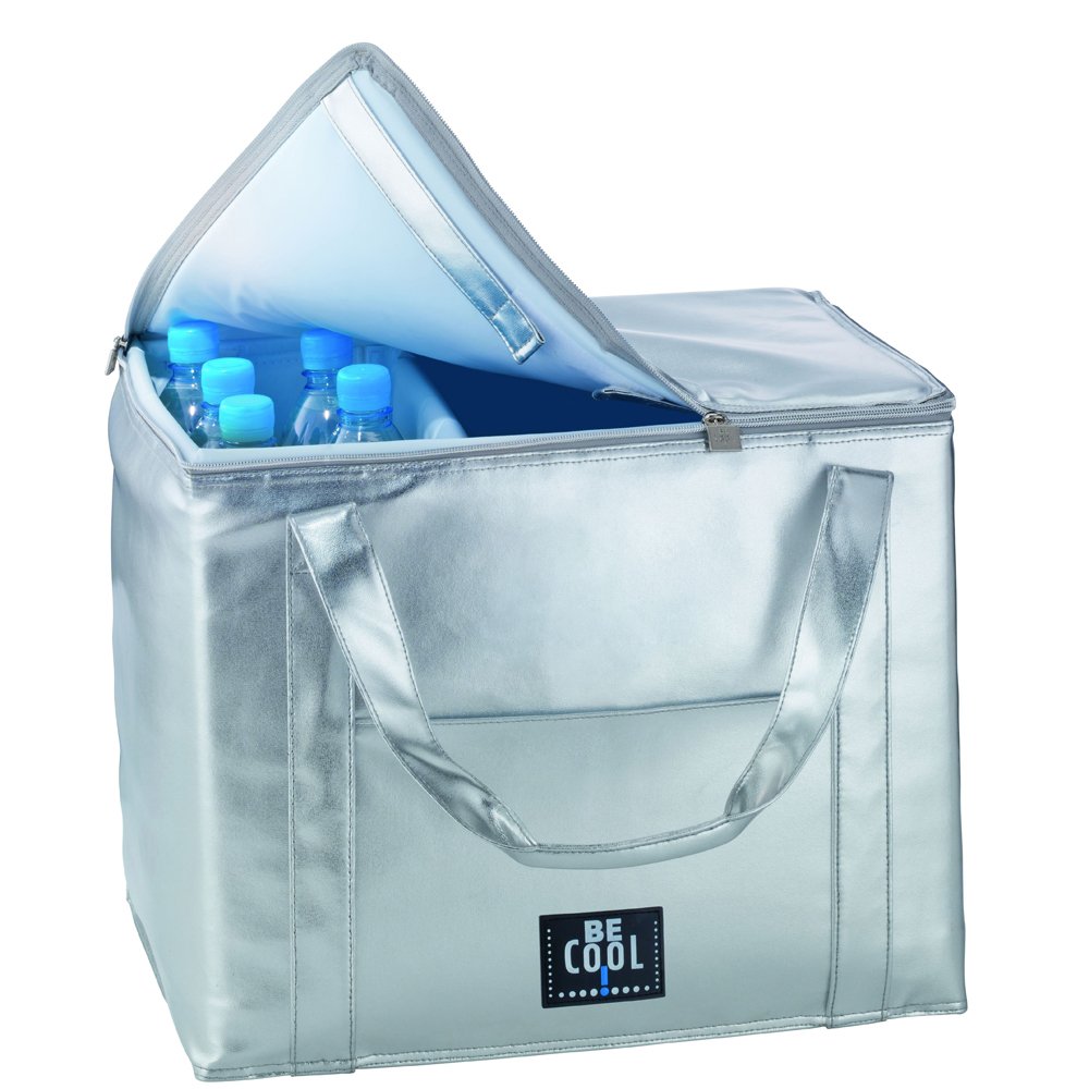 Be Cool borsa frigo argento molto grande con 45 litri 43 x 31 x 34 cm - spazio per una cassa per bevande