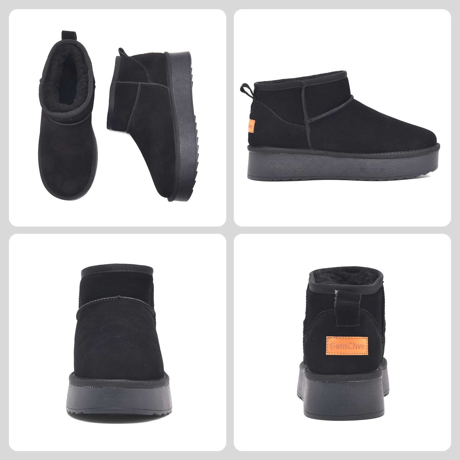 GemChve Stivaletti Donna Invernali Stivali Donna Scarpe Neve Caldo Comode Antiscivolo Scarpe con Pelliccia 36-42 EU