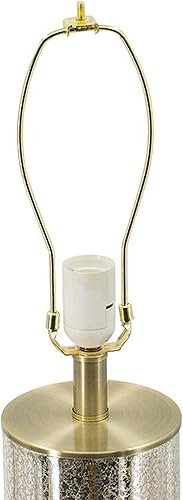 Miniatura 6 de A and B Home Lámpara de mesa de hierro y vidrio blanco y dorado con forma de tambor de 35 pulgadas de alto para mesita de noche, tocador, sala de