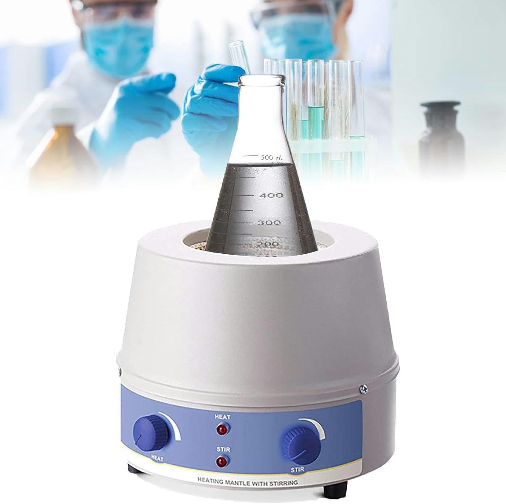 Manta Calefactora con Agitador Magnético, Mezclador Magnético con Ajuste De Temperatura Y Velocidad, Ideal para Experimentos Químicos, Científicos Y Escolares.,250ml