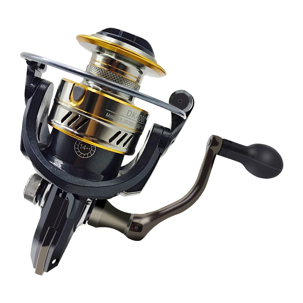 BRUNIA Spinning Fishing Reel, DK Series, 14+1 Stainless Steel BB, 5.2:1 Gear Ratio, Metallic, Spinning Technique
