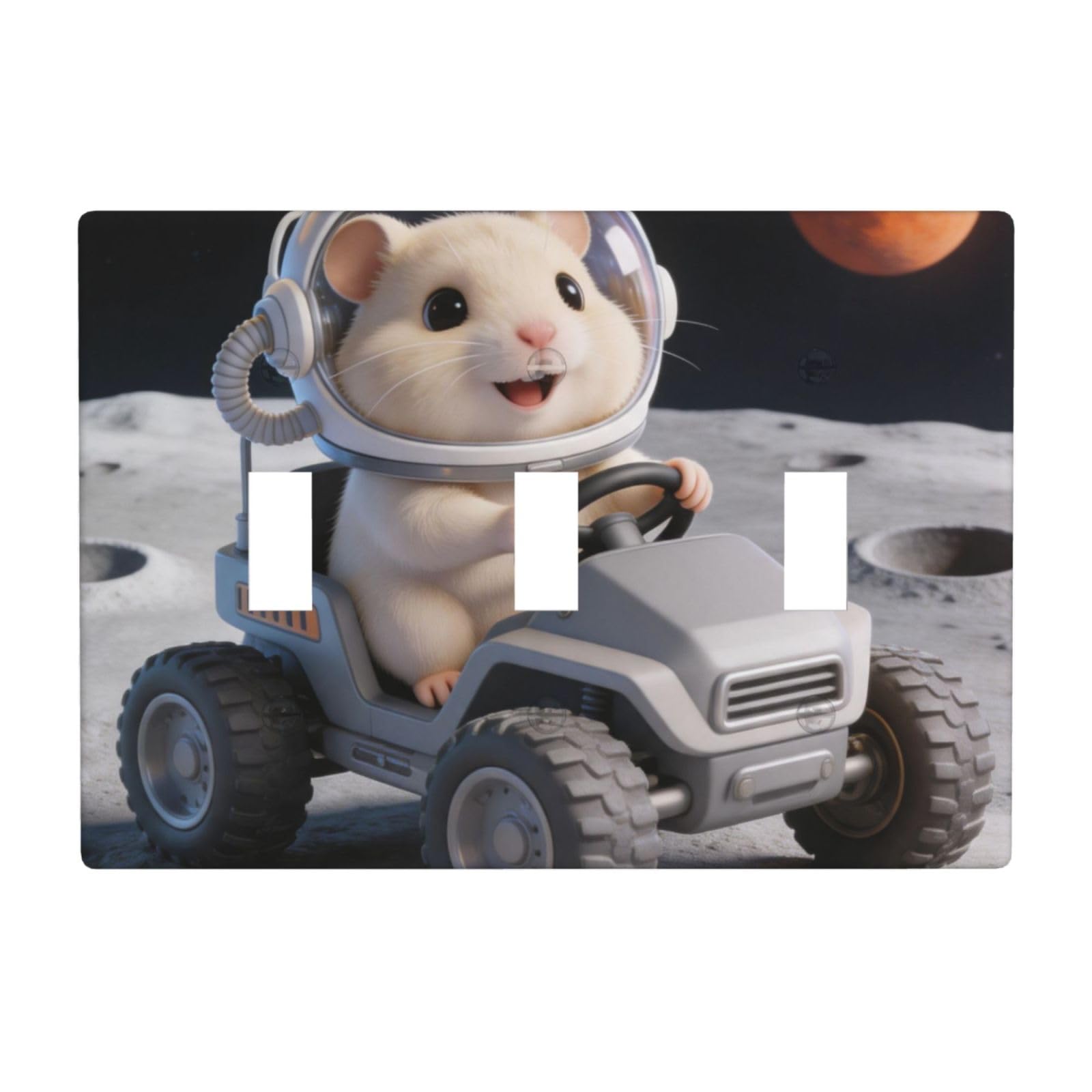 Hamster 3 Gang Switch Plate Cover-Unbreakable Polycarbonate Wall Plate, Heat Resistant Toggle Switch Decor for Home