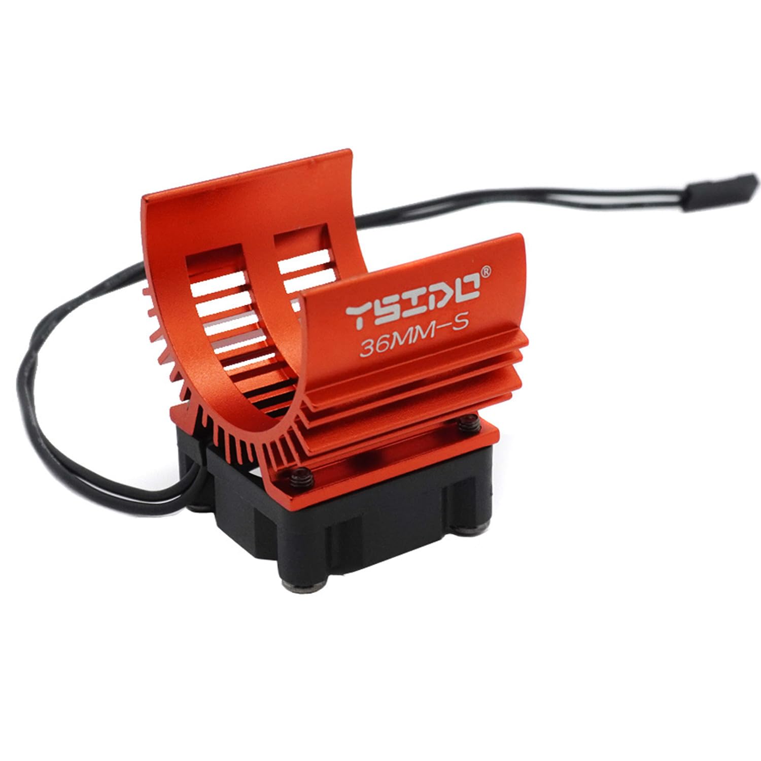36MM-S Alloy Heat Sink Heatsink with 5-8.4V High Speed Cooling Fan for 1/10 1/12 RC Car 540 550 Brushed Motor F540 3650 3660 Size Brushless Motor Truck Buggy Crawler (Red)