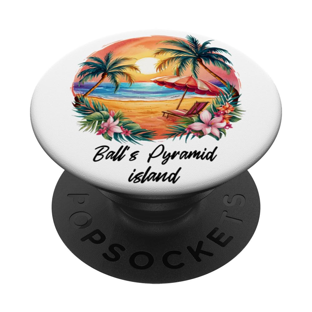 Ball's Pyramid Island Travel, Tourist Summer Vacation PopSockets Swappable PopGrip, Black