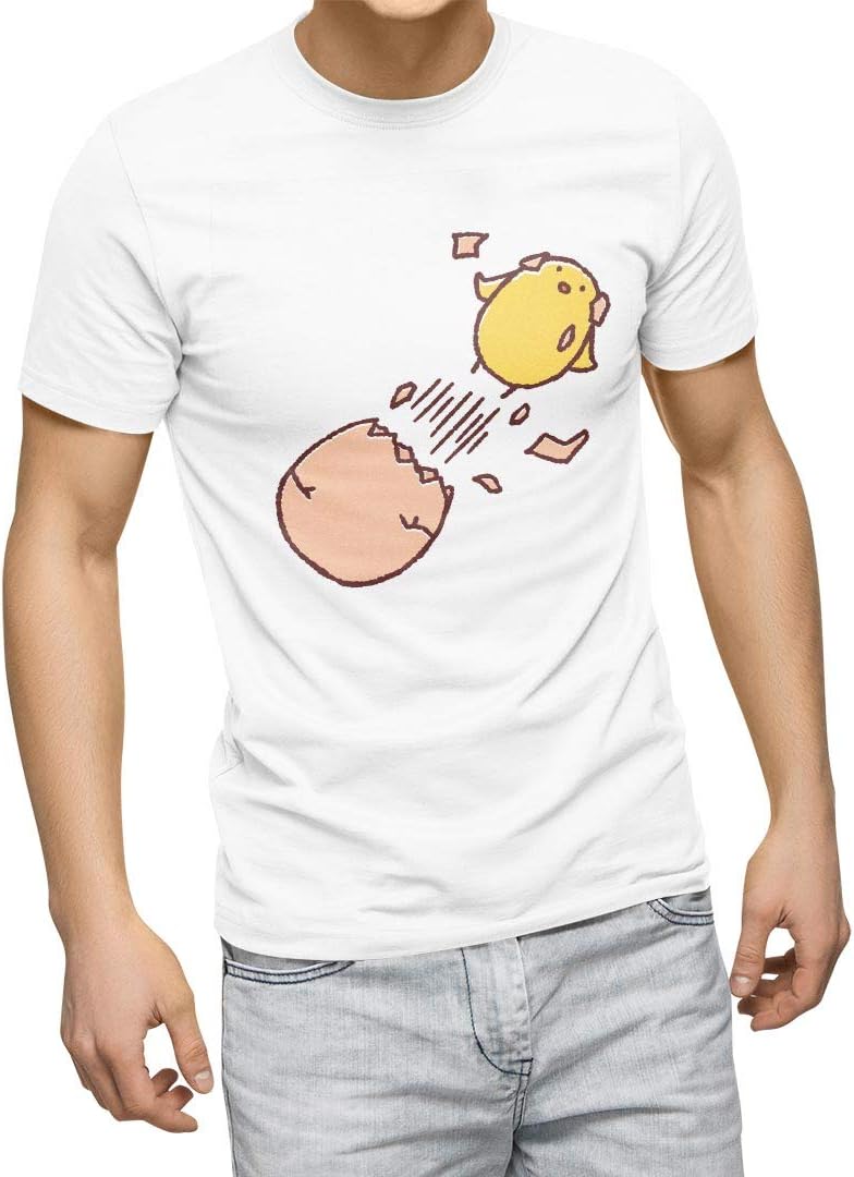 Igsticker プリント Tシャツ メンズ M 人気の定番 Size サイズ おしゃれ クルーネック ひよこ キャラクター White T Shirt 鳥 ホワイト 白