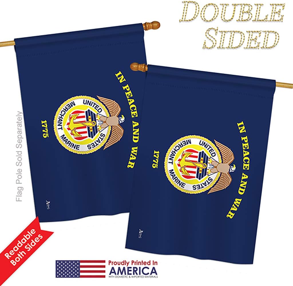 Marine Corps Merchant House Flag Armed Forces USMC Semper Fi United State American Military Veteran Retire Official Small Decorative Gift Yard Banner Double-Sided Made In USA 28 X 40