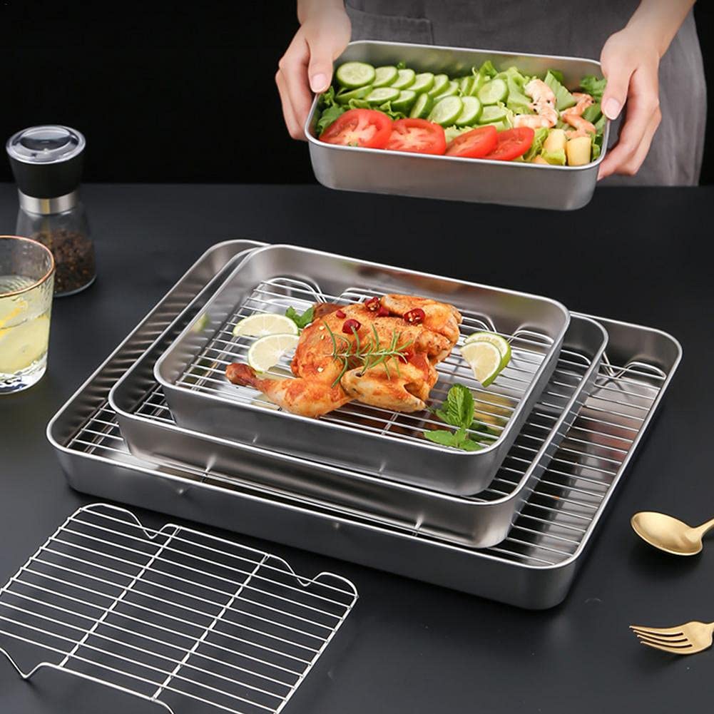 Horno Rejilla de enfriamiento de acero inoxidable Rejilla para hornear rectangular profundizada Rejilla antiadherente de acero inoxidable Rejilla para hornear galletas Bandeja para horno Placa para