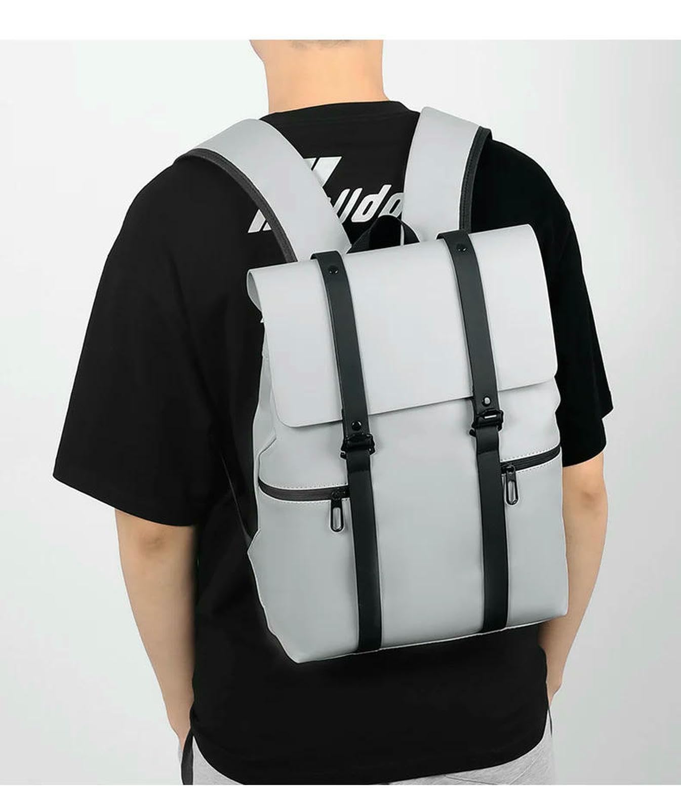 Zaino per Laptop in Pelle di Grande capacità Uomo, Scuola Impermeabile Pu, Borsa da Viaggio, Lavoro, A Spalla Resistente