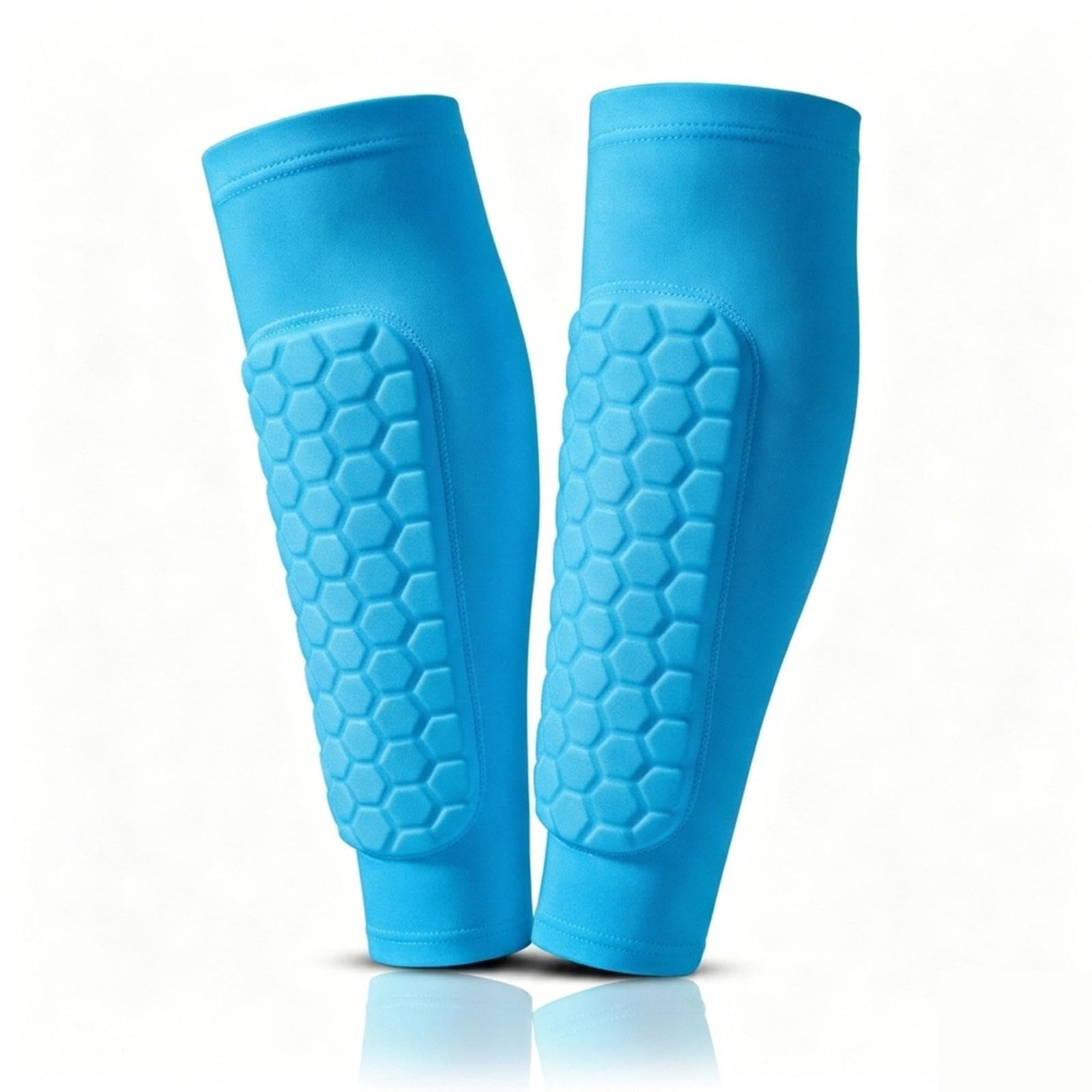 Shielded Shin Sleeve Impact Protection Football Shin Guards Flexible Leg Protectors for Children, Kids Sky Blue Xs-image-16