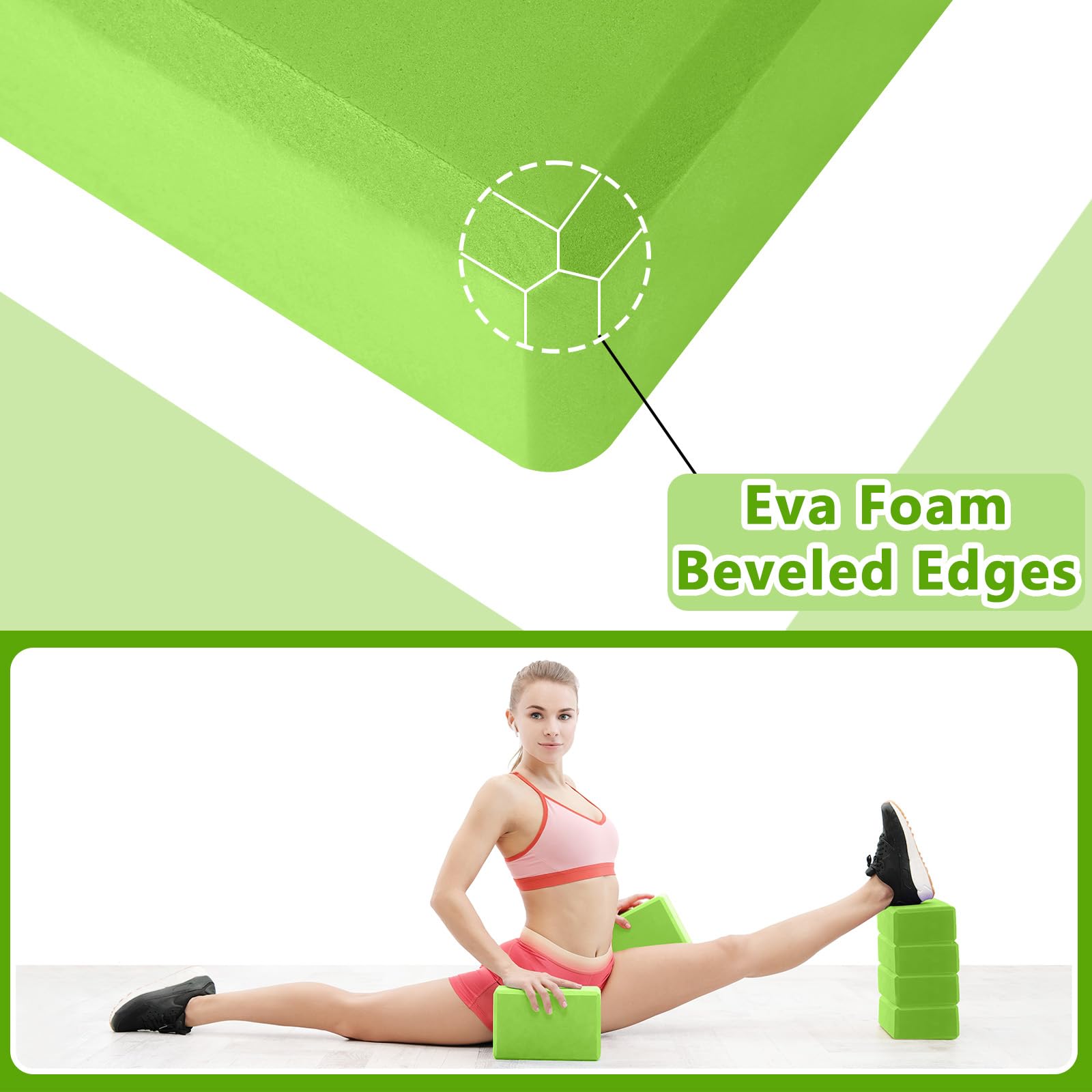 Honoson Yoga-Blöcke, 22,9 x 15,2 x 7,6 cm, hochdichte EVA-Schaum-Blöcke für Übungen, Pilates, Meditation, leichte, rutschfeste Oberfläche, verbessert Kraft, Balance, Flexibilität, 20 Stück