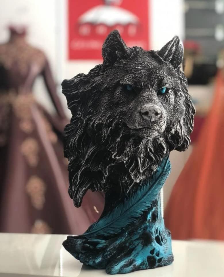 Miniatura 4 de Generic Estatua de lobo grande, 11.0 in de altura x 52.5 ft de ancho x 7.1 in de profundidad, poliéster, realista, gris, estatua, montaje