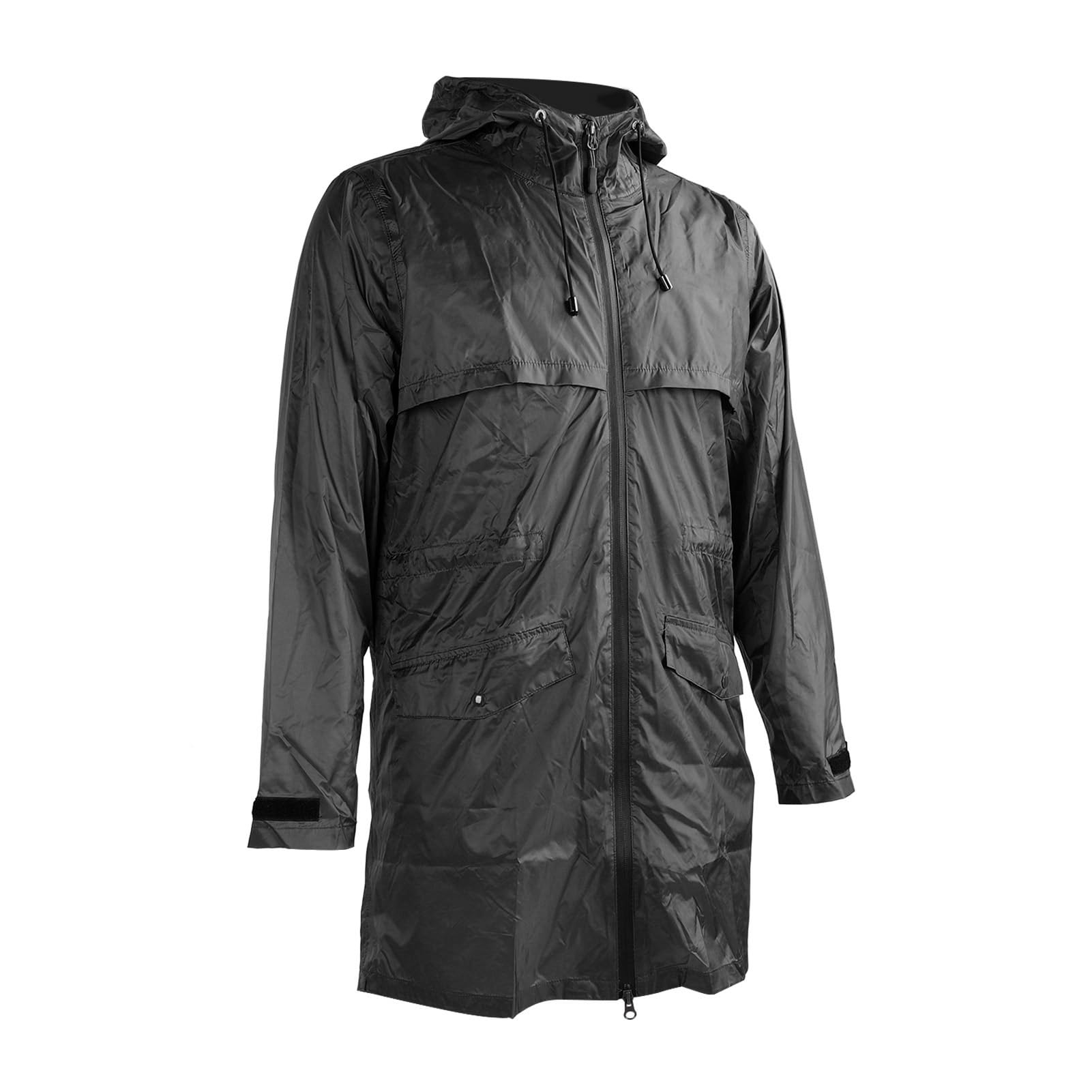 Jiawu Rain Jacket, Cuffs Waterproof PVC Raincoat for Hiking (L)