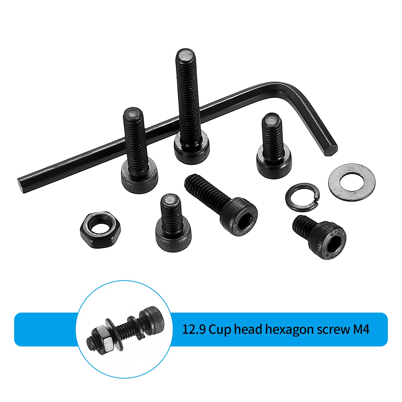 800 Pcs M4 Bolts and Nuts Set, Hex Socket Head Cap Screws Bolts and Nuts Set, M4 Black Machine Screws Assortment - Image 3