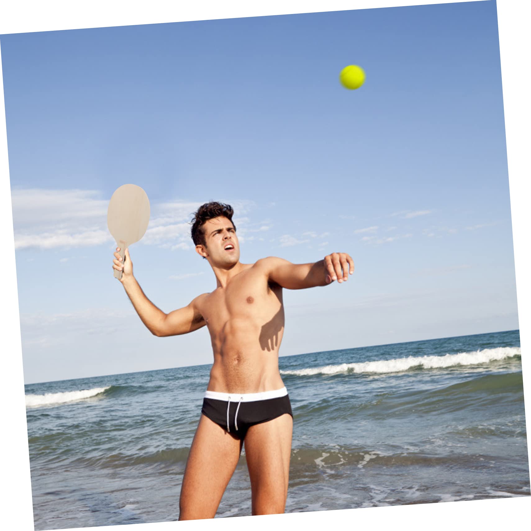 Abaodam 4pezzi Racchette da Spiaggia in Legno Naturali per Gioco all Aperto Resistenti e Adatte Tutti per Famiglia e Amici