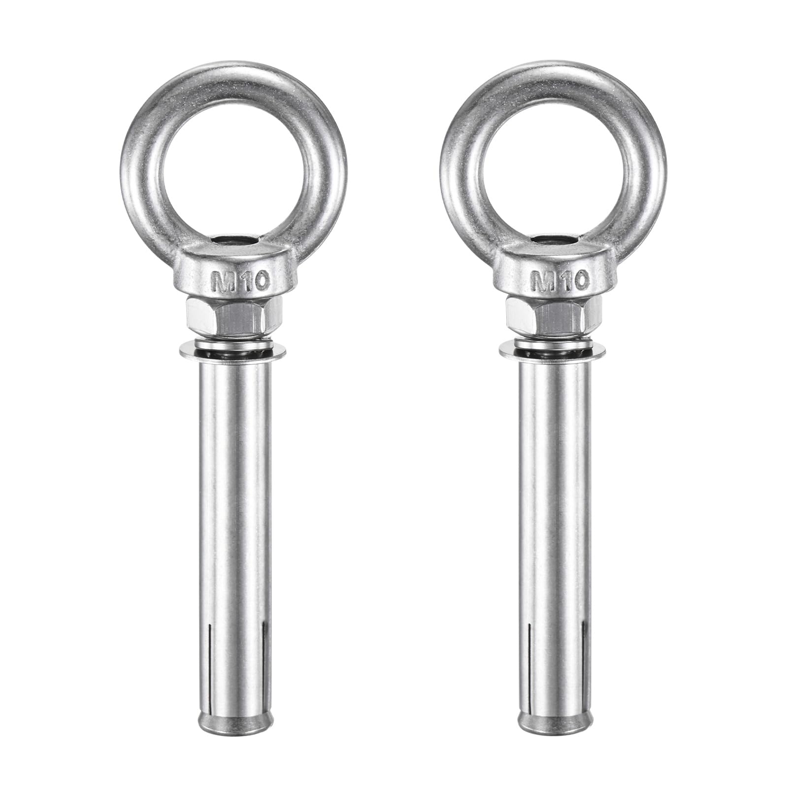 M METERXITY 2-Pack Concrete Anchors Eye Bolt, M10x100mm 304 Stainless Steel Wall Concrete Brick Anchor Expansion Bolts Fastener Screw for Shade Sails/Clothesline/Fences, Shoulder Eyebolt