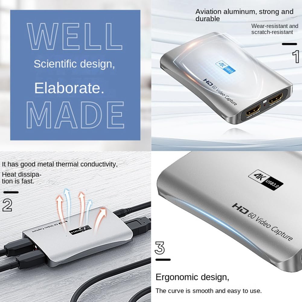 Tarjeta de Captura de Video 1080P 4K Compatible con USB 3.01080P 60FPS Tarjeta de Captura de Video HD Tarjeta de Captura de GrabacióN en