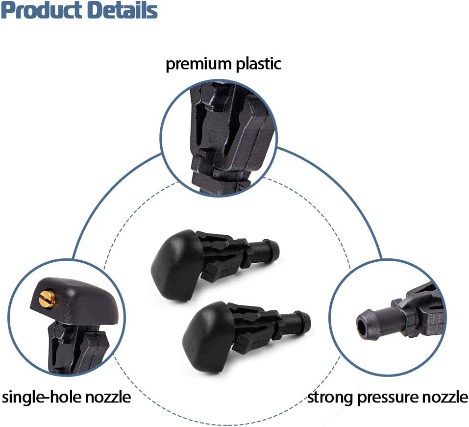 Front Windshield Washer Nozzles kit Replaces 3W7Z17603AA Compatible with 2004-2013 F150 2009-2017 Ford Flex Spray Jet Kit 2 PCS