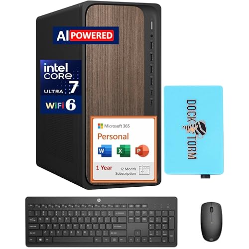 HP OmniDesk AI PC Desktop (Intel Ultra 7-265, 64GB DDR5, 1TB PCIe SSD, Intel Graphics, 280W PSU, WiFi 6, Bluetooth 5.2, RJ-45, Win 11 Pro) w/MS 365 Personal, DKZ USB Port Expander