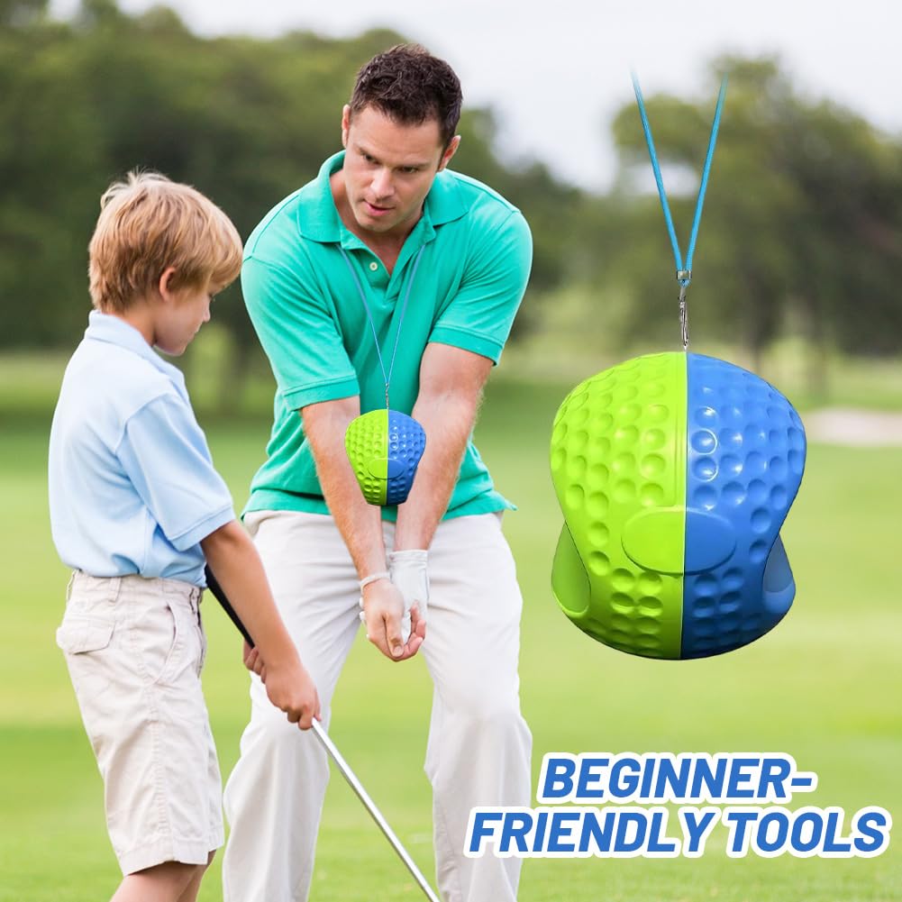 Golf Schwungtrainer Ball, Trainingshilfe für Haltung & Bewegungskorrektur mit Trageseil - Golfball Übungsgerät für Workout, Golf Training & Schwungtechnik - Ideal für Anfänger