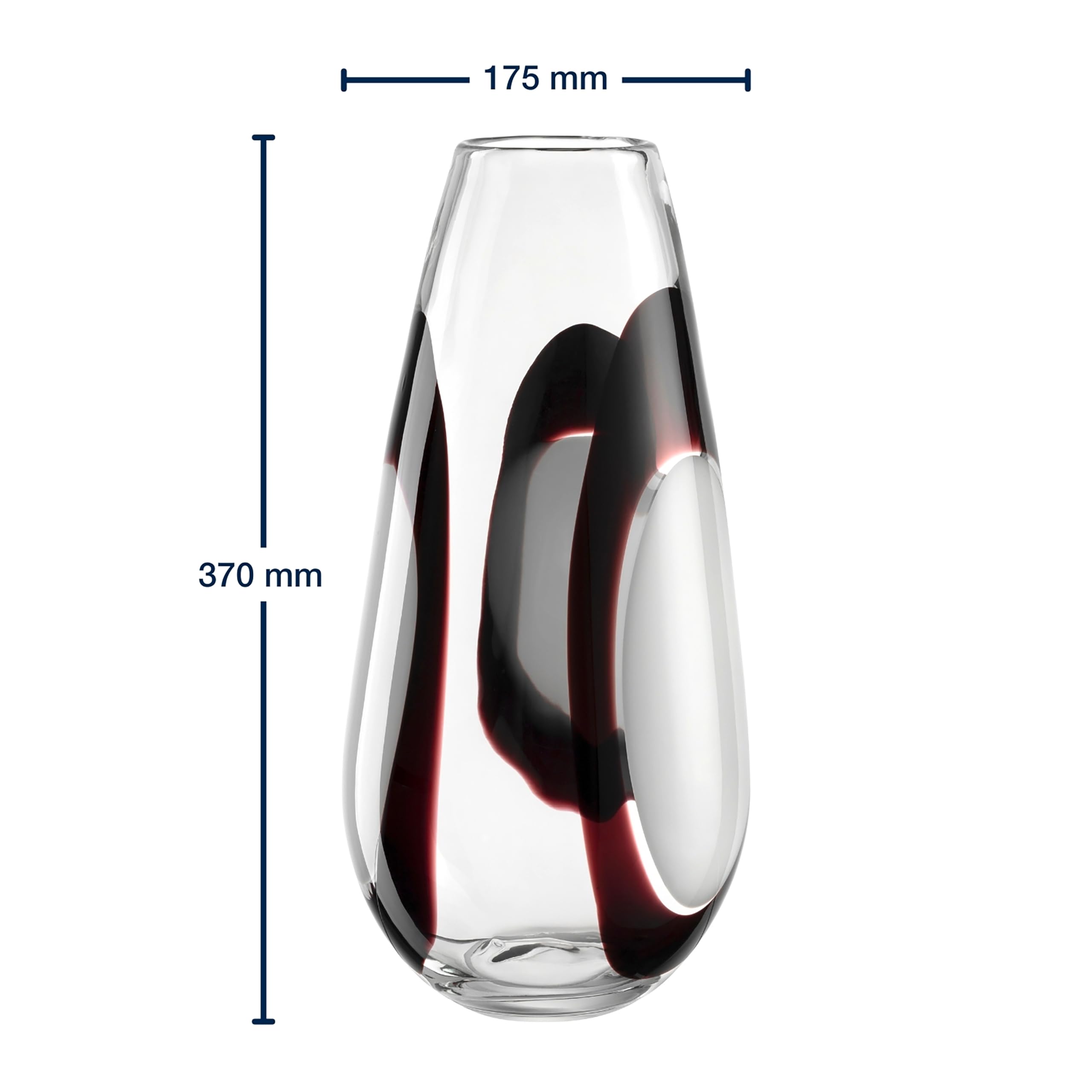 LEONARDO HOME OCCHI Bianchi Vase • 1 Stück • Designvolle Dekovase in Schwarz Weiß • ⌀8 cm • Wohnaccessoire für Moderne Tischdeko • Stilvolle Blumenvase • Höhe 37 cm • Mehrfarbig • 055296