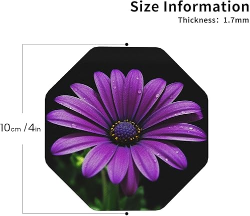 Miniatura 4 de 6 posavasos de cuero para bebidas, posavasos de bebida de margaritas moradas para protección de mesa, posavasos de 4 pulgadas para decoración de