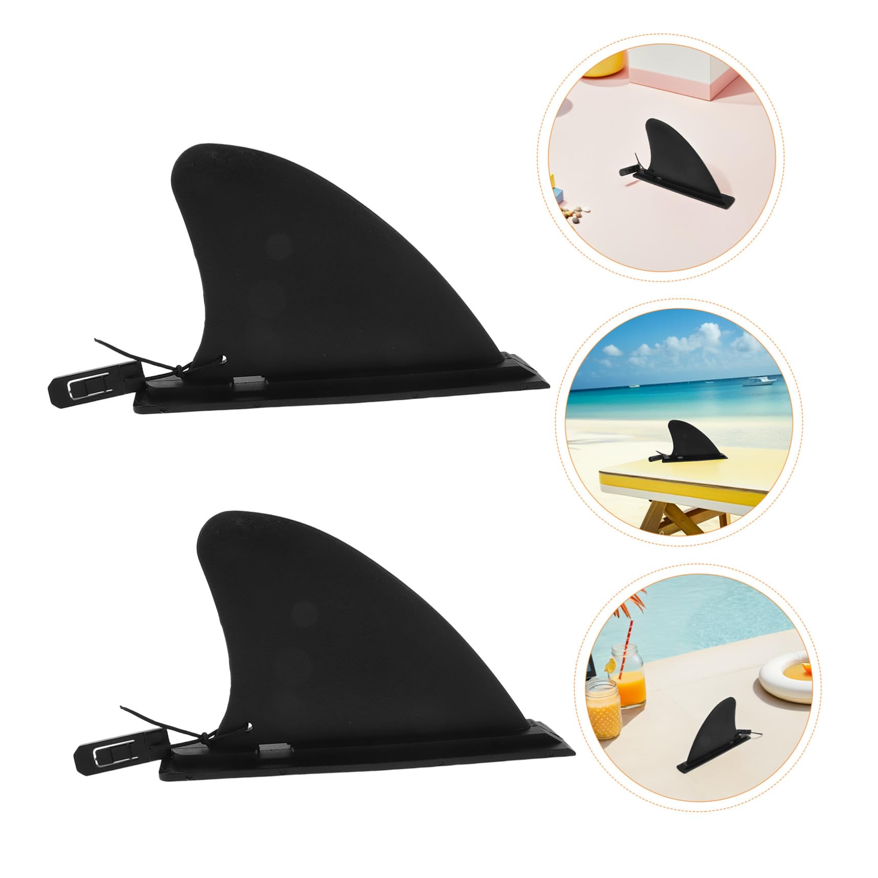 Aileron de Paddle Amovible 4 Pièces pour Planche de Sup | Pvc Noir, Conception Détachable, Lot de 4, Usage Sports Nautiques et Surf