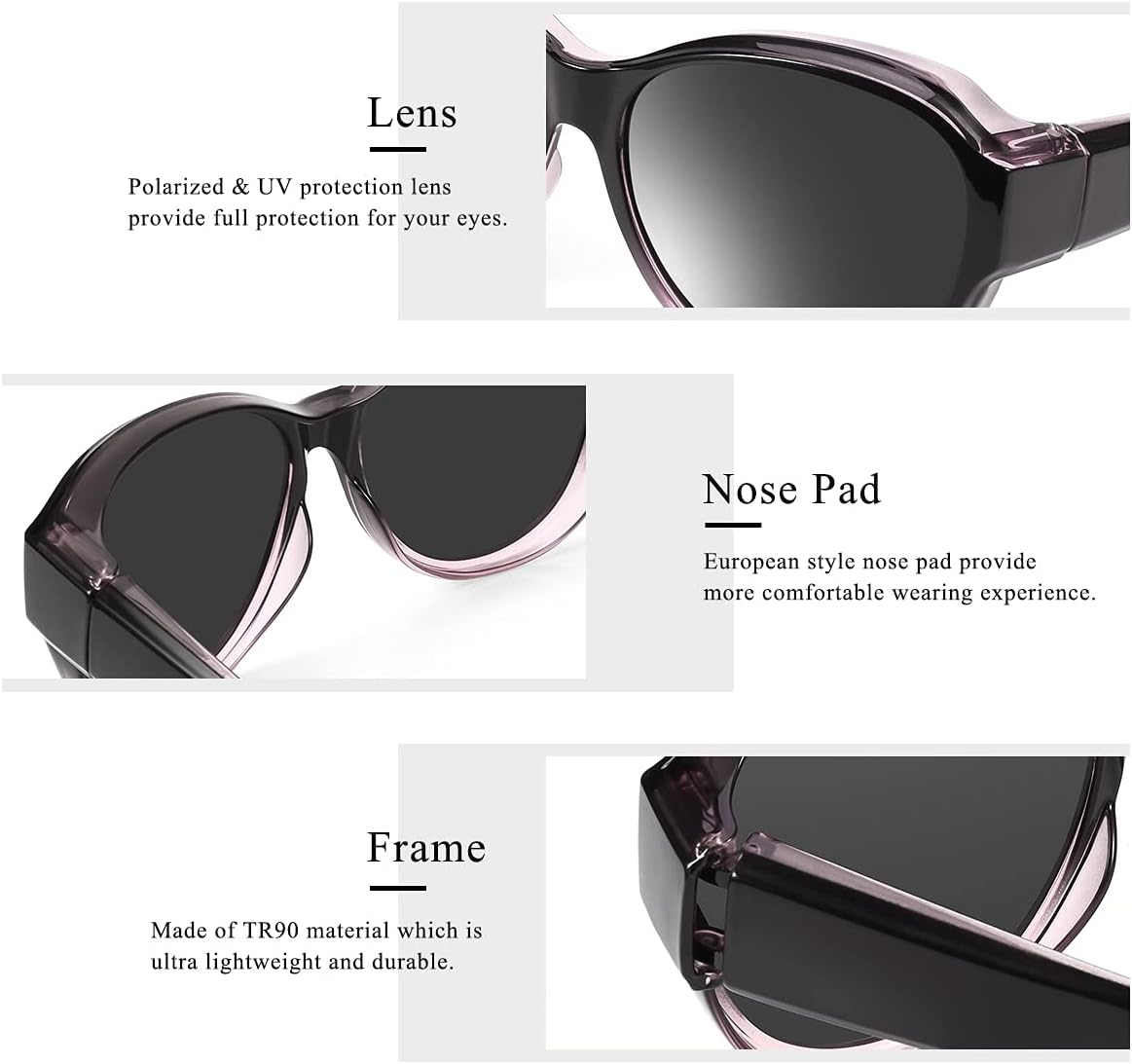 Oversized Fit Over Sunglasses Over Glasses for Women and Men with Polarized 100% UV Protection