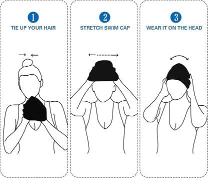 2Pack Swimming Cap, Waterproof Anti Chlorine Swimming Hat for Women, Swim Cap for Long Hair Thick Curly Dreadlocks Braids
