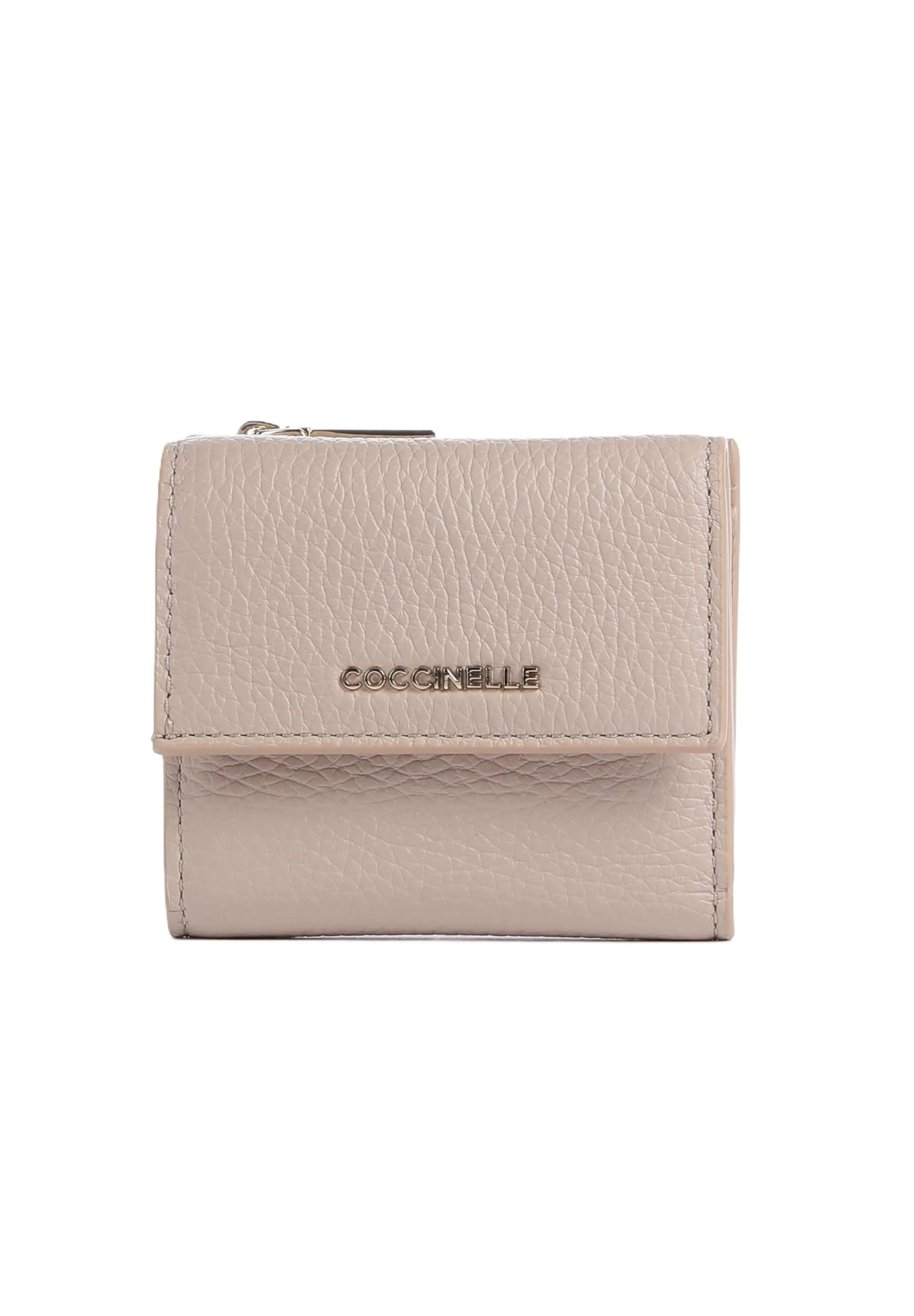 Coccinelle Pelle portafoglio Metallic Soft Wallet Grained Leather Rosette beige