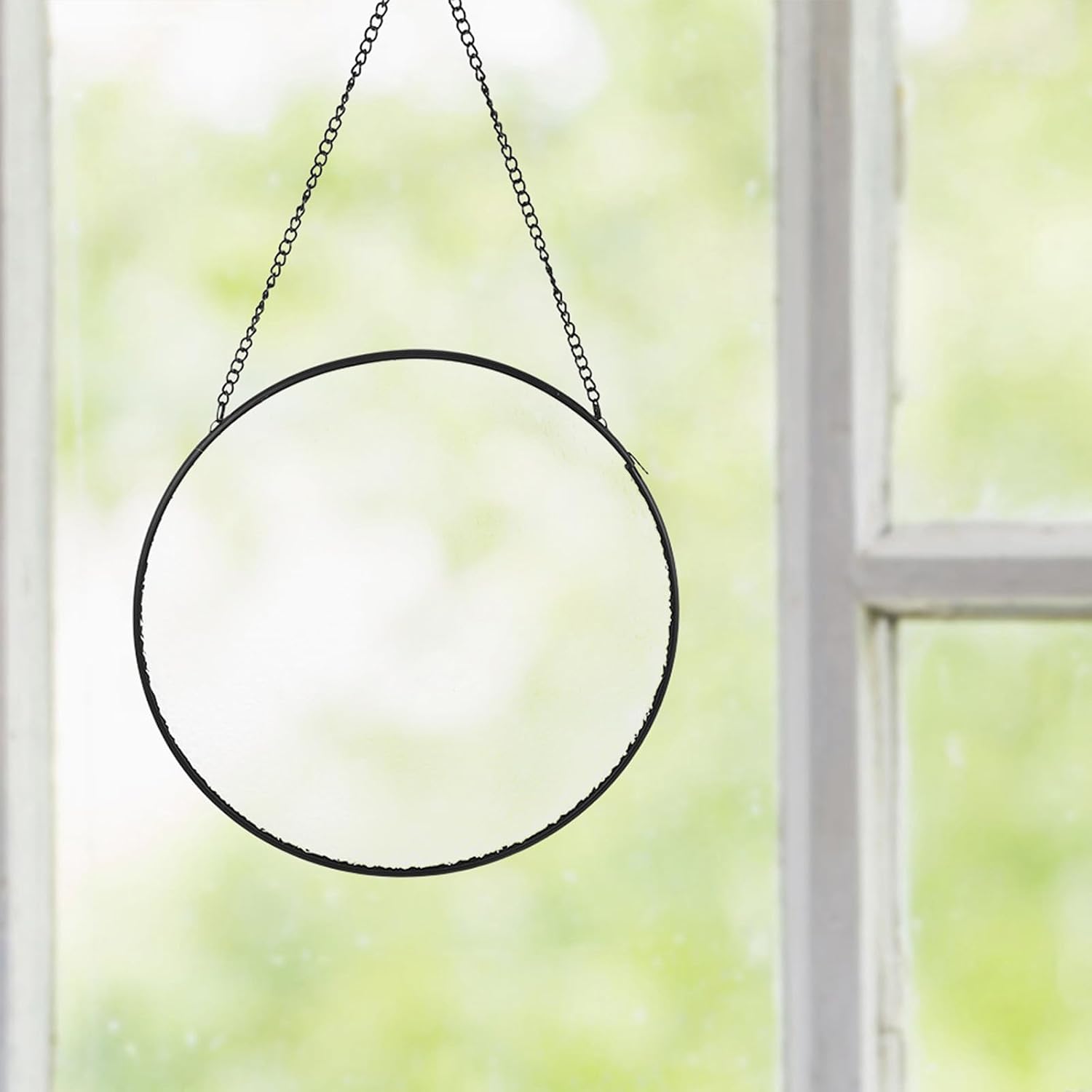 Unpainted Glass Suncatcher with Chain, Paint-Friendly Surface and Glossy Finish, Smooth Window Sun Catcher for DIY Craft, for Home and ’ Rooms Decoration