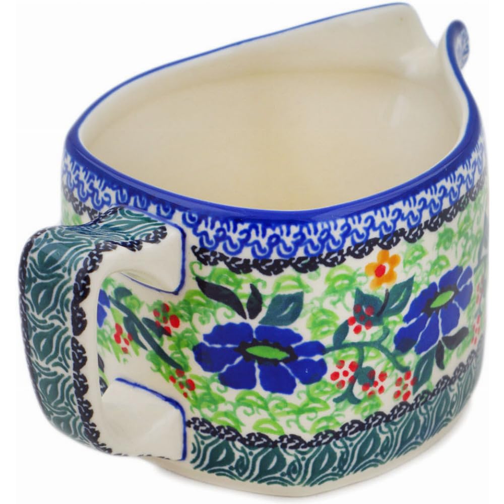 Authentic Polish Pottery Creamer Signature UNIKAT in Poppy Fields Design Handmade in Boles?awiec Poland by Ceramika Artystyczna + Certificate of Authenticity