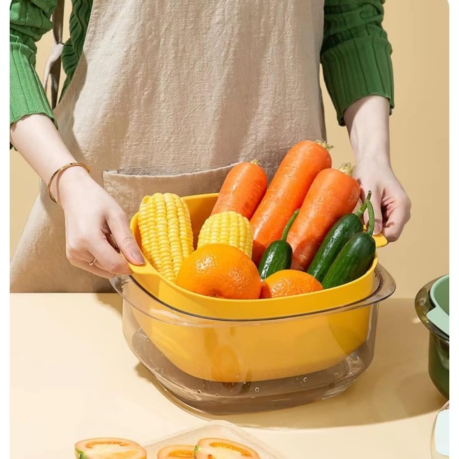 Colander bowl set 2 en 1 pour vider l'eau sans perdre vos aliments dans l'évier