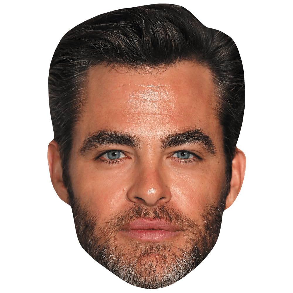 Celebrity Cutouts Lifelike Chris Pine (Beard) Celebrity Mask, Flat Card Face, Fancy Dress Mask