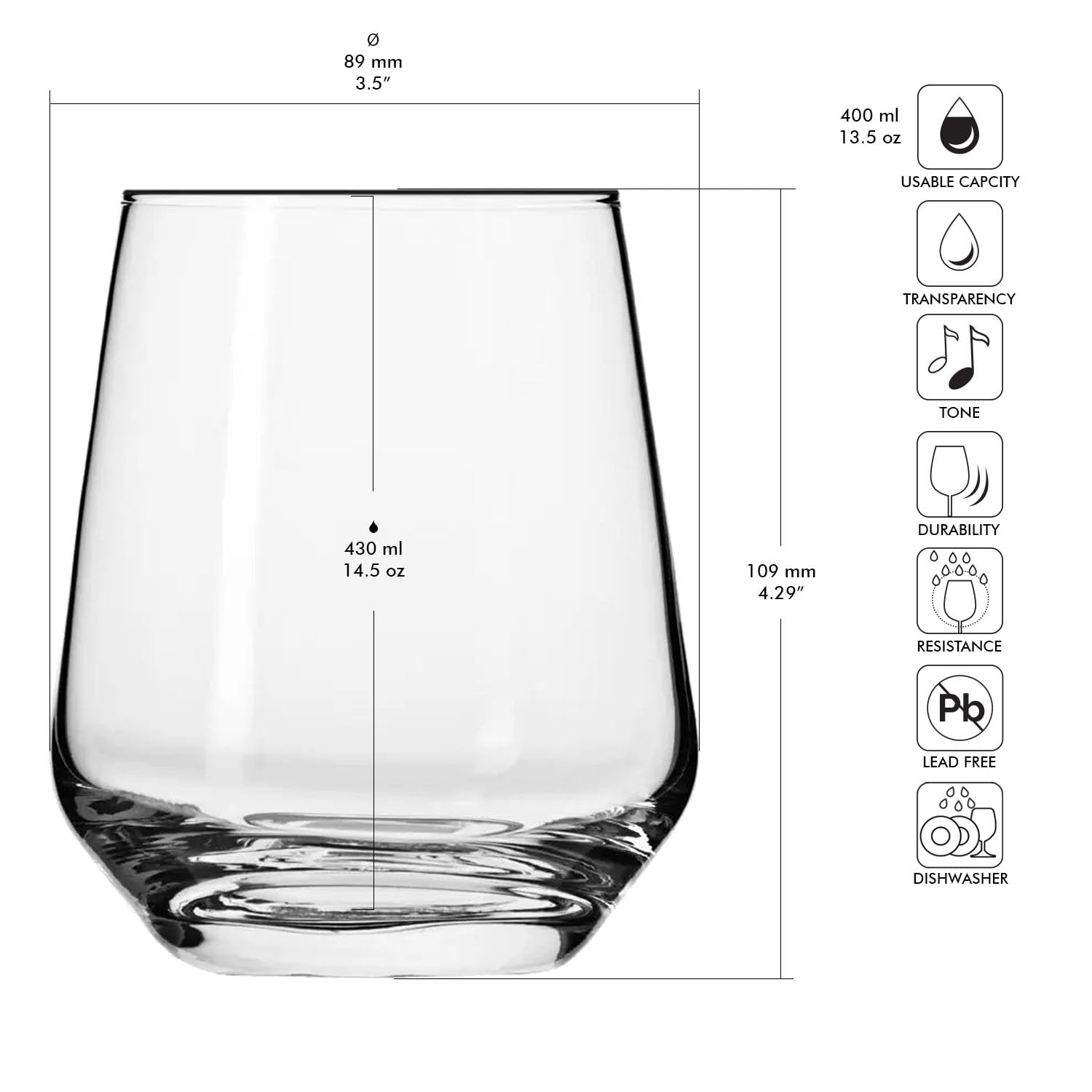 Krosno Bicchieri Acqua Succo Tumbler Vetro | Set di 6 | 400 ML | Collezione Splendor | Ideale per la Casa, Ristorante Feste e Ricevimenti | Adatto alla Lavastoviglie.