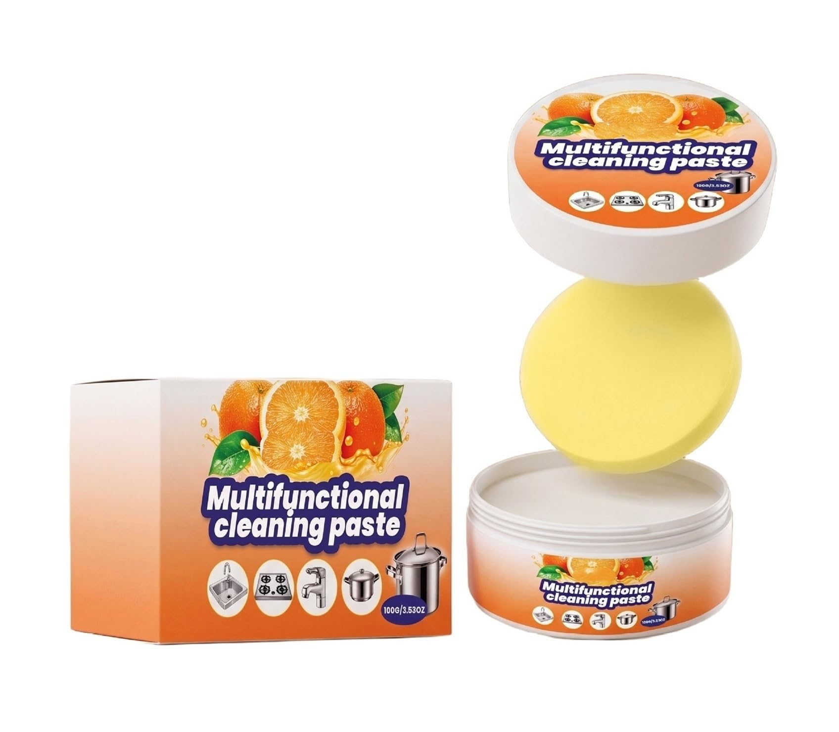 Pasta limpiadora multiusos de 100 g, for limpieza diaria, eliminación minuciosa de manchas y pulido(3pcs)