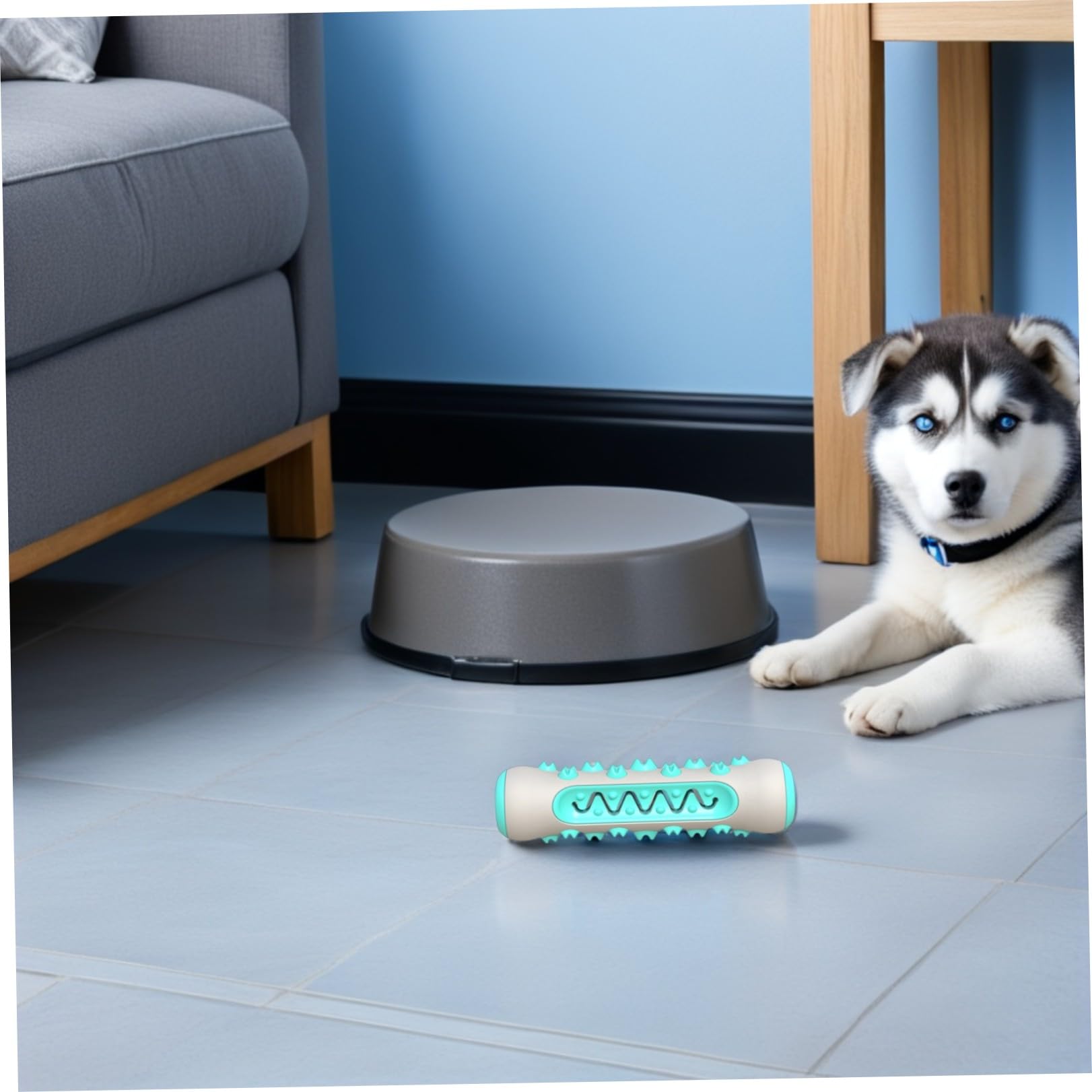 VICASKY 3 Pezzi Giocattoli da Masticare per Cani in Tpr Resistente Bastoncini Dentali Indistruttibili per Pulizia Denti e Allevia Ansia Osso Blu Verde Giallo per Cuccioli e Cani Adulti