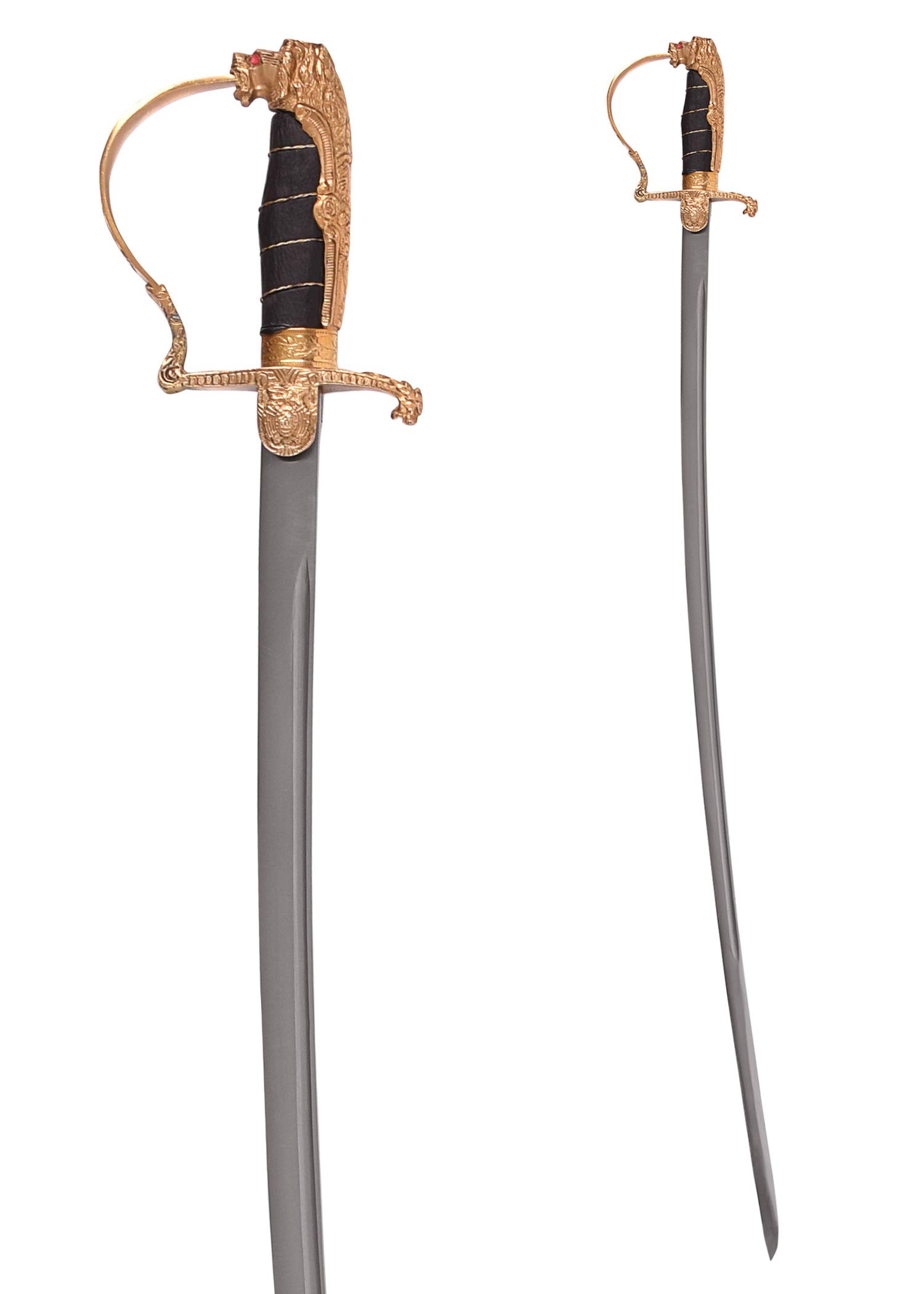 Battle-Merchant Deutscher Löwenkopf-Paradesäbel mit Stahlscheide | Stahl Säbel handgeschmiedet aus echt Metall | Offizier Löwenkopfsäbel für Erwachsene | Deutscher Offiziers Prunksäbel