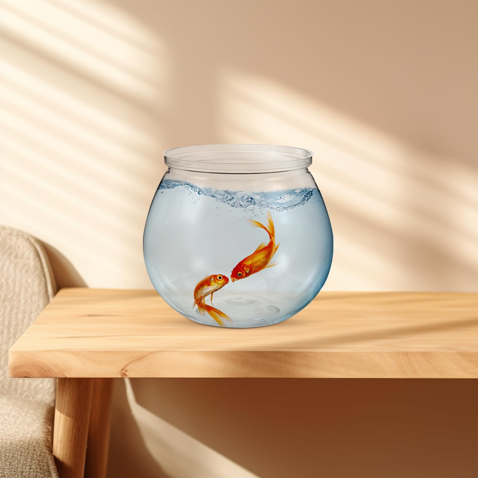 Ipetboom Goldfischglas 3 Stück Kunststoff Fischglas Transparentes Rundes Aquarium Fischschalen für Goldfische Und Schildkröten, Unzerbrechlich und Pflegeleicht, Perfekt für Wohnzimmer Büro