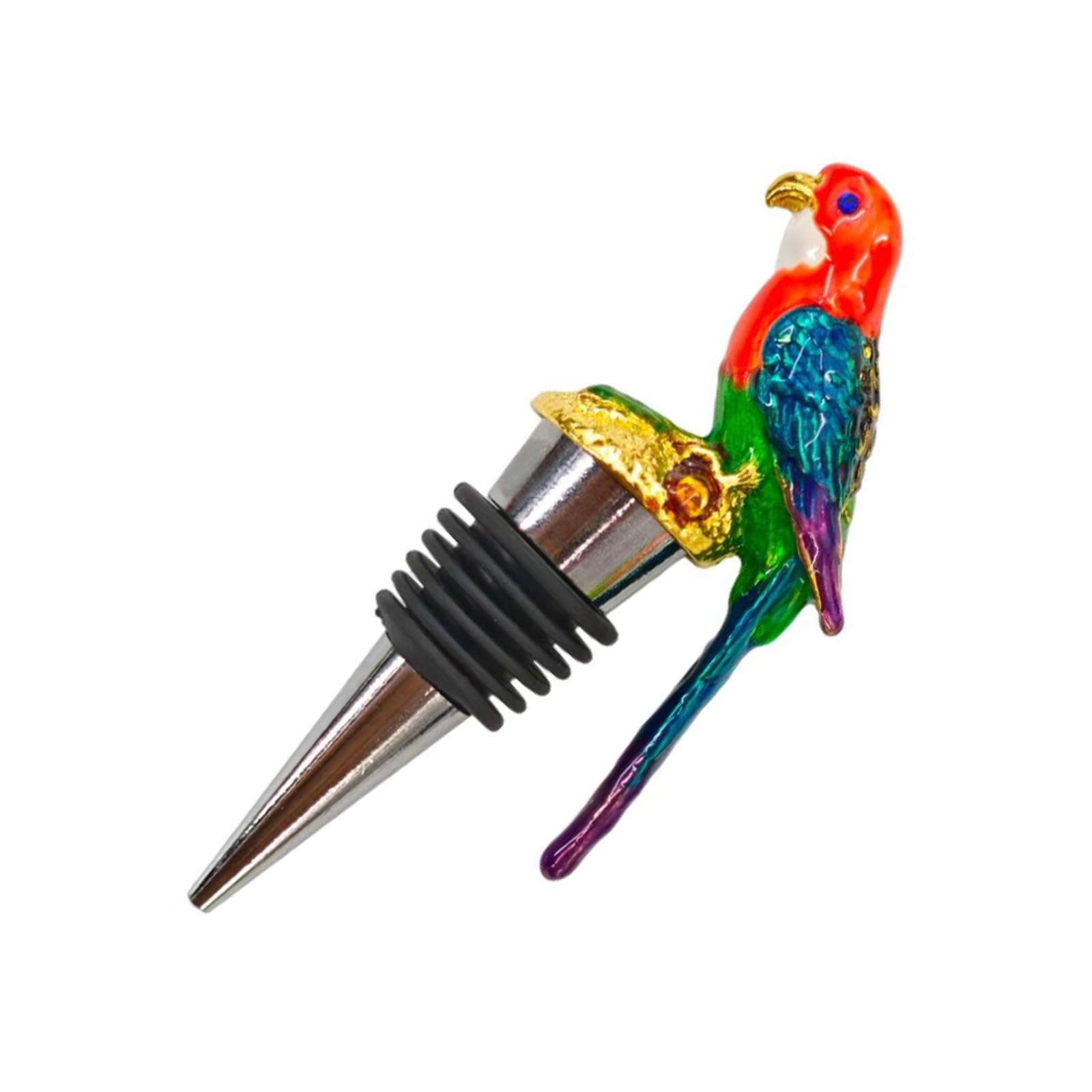 NMFLAB Decorative Colored Bird Design Wine Bottle Stopper with Silicones Sleeve for Champagnes Glass Bottle Accessories Metal Wine Seal