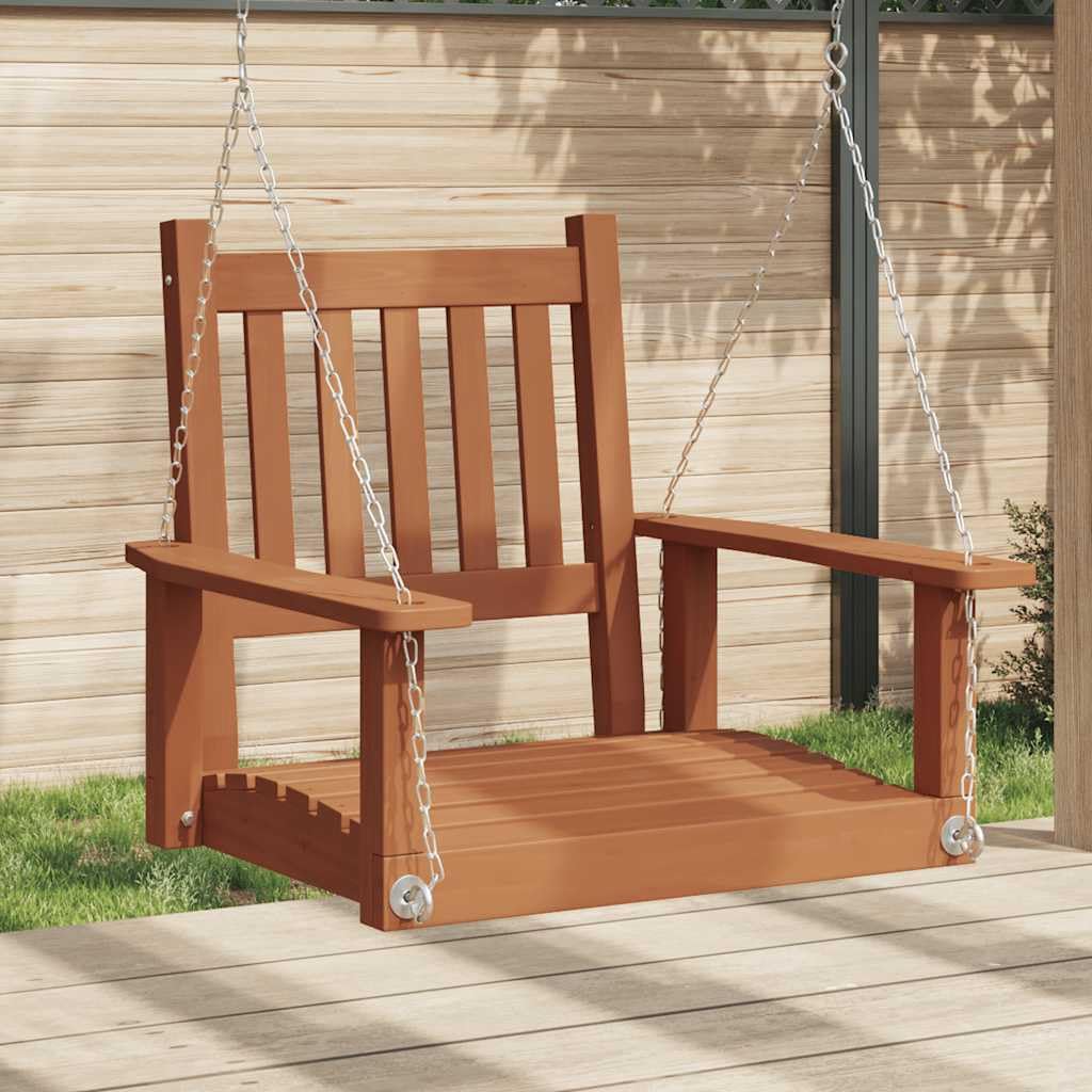 vidaXL Garten-Hängestuhl mit Metallketten Braun Massivholz Tanne, Außenschaukel, Outdoor Schaukel, Garten Hängesessel, Schaukel, Outdoor Hängesessel